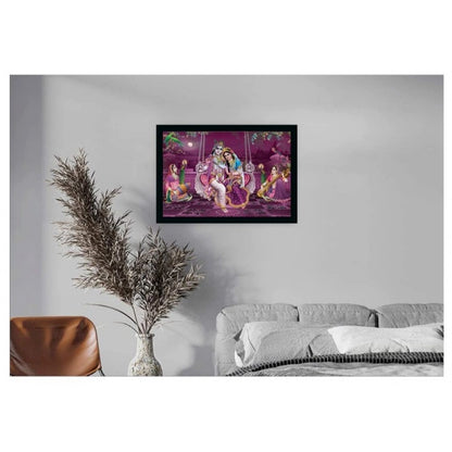 Generic Radha Krishna Painting with Synthetic Photo Frame (Multicolor)