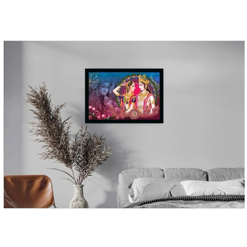 Generic Radha Krishna Painting with Synthetic Photo Frame (Multicolor)