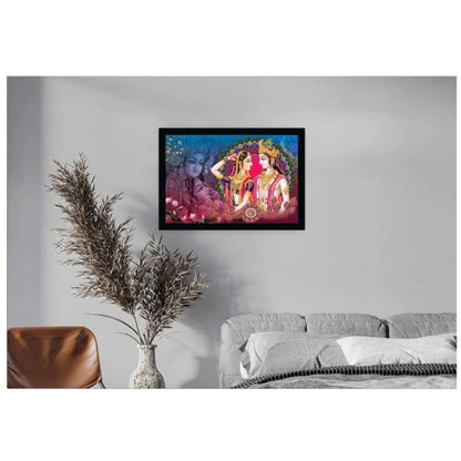 Generic Radha Krishna Painting with Synthetic Photo Frame (Multicolor)
