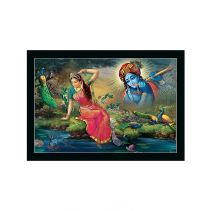 Generic Radha Krishna Painting with Synthetic Photo Frame (Multicolor)