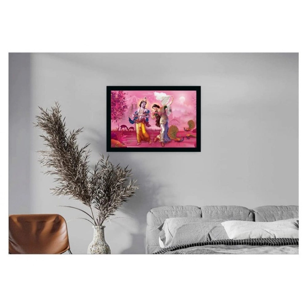Generic Radha Krishna Painting with Synthetic Photo Frame (Multicolor)