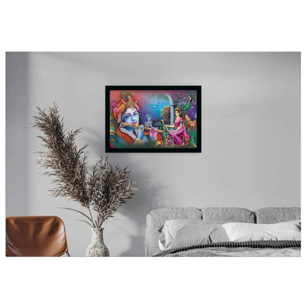 Generic Radha Krishna Painting with Synthetic Photo Frame (Multicolor)