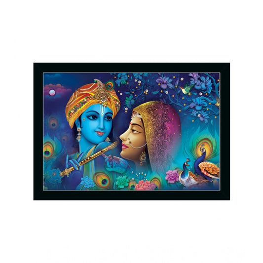 Generic Radha Krishna Painting with Synthetic Photo Frame (Multicolor)