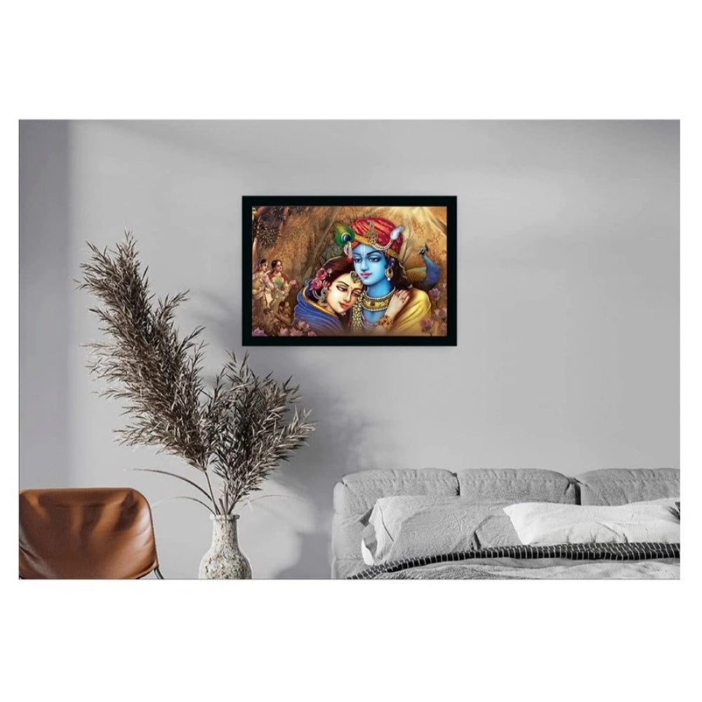 Generic Radha Krishna Painting with Synthetic Photo Frame (Multicolor)