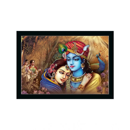 Generic Radha Krishna Painting with Synthetic Photo Frame (Multicolor)
