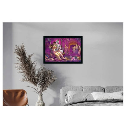 Generic Radha Krishna Painting with Synthetic Photo Frame (Multicolor)