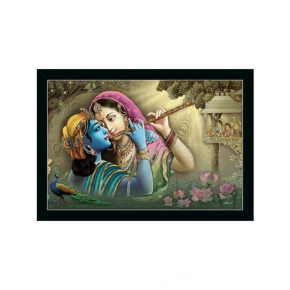 Generic Radha Krishna Painting with Synthetic Photo Frame (Multicolor)