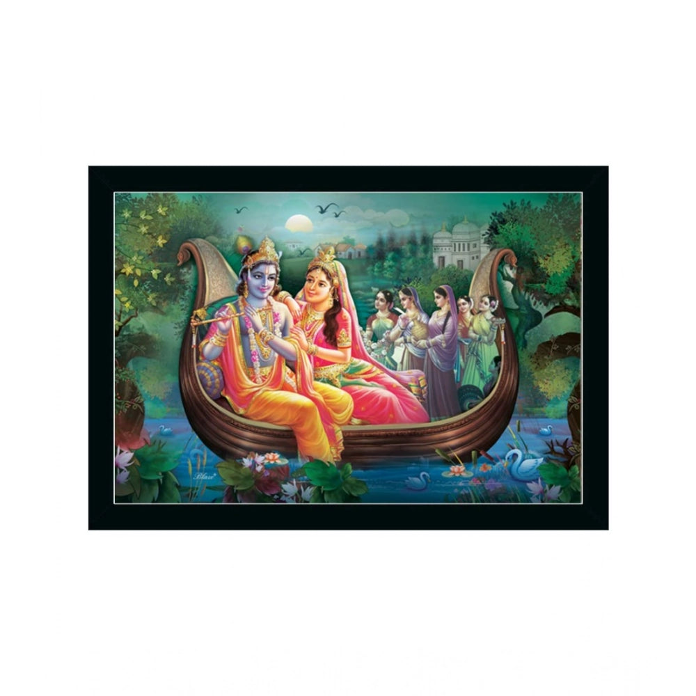 Generic Radha Krishna Painting with Synthetic Photo Frame (Multicolor)