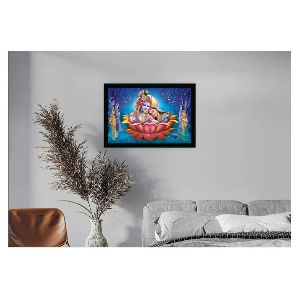 Generic Radha Krishna Painting with Synthetic Photo Frame (Multicolor)