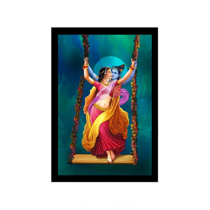 Generic Radha Krishna Painting with Synthetic Photo Frame (Multicolor)