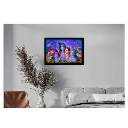 Generic Radha Krishna Painting with Synthetic Photo Frame (Multicolor)