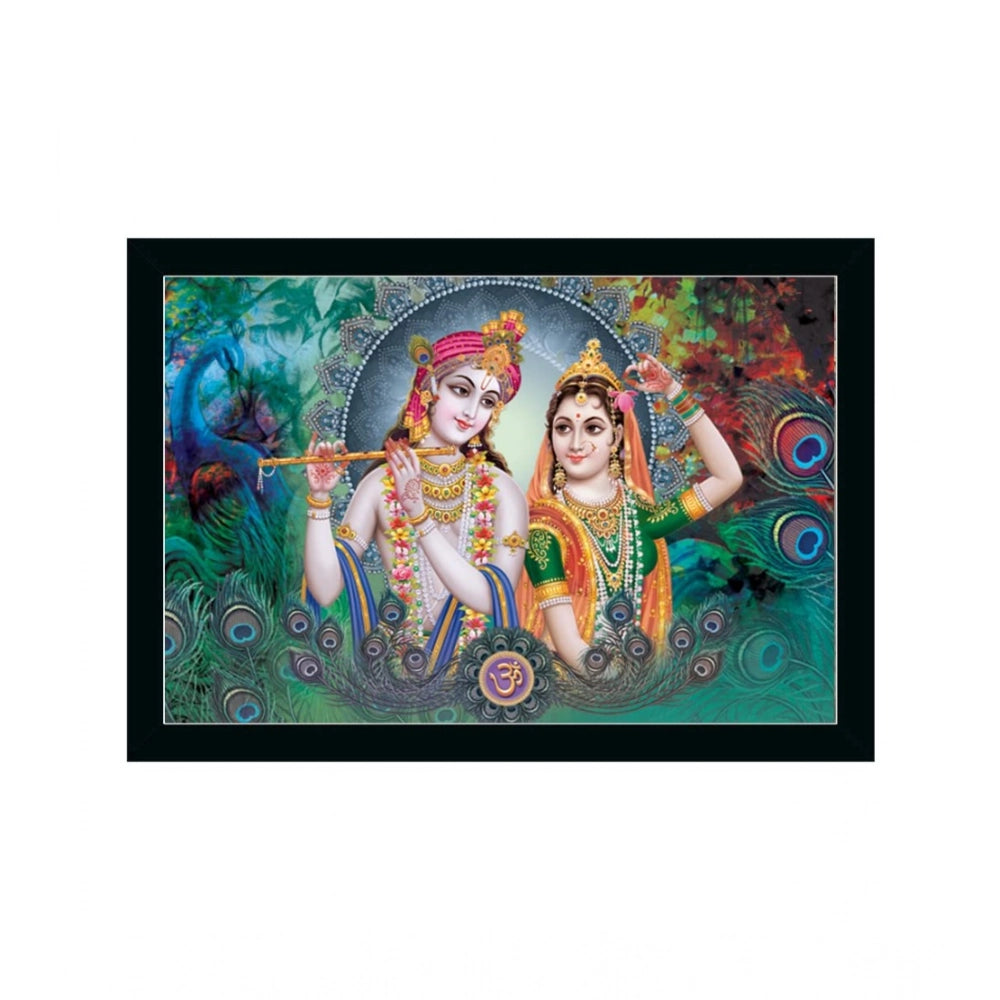 Generic Radha Krishna Painting with Synthetic Photo Frame (Multicolor)