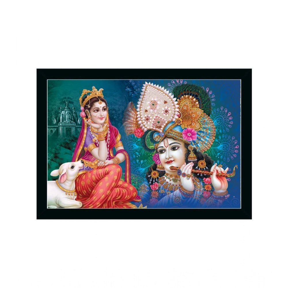 Generic Radha Krishna Painting with Synthetic Photo Frame (Multicolor)