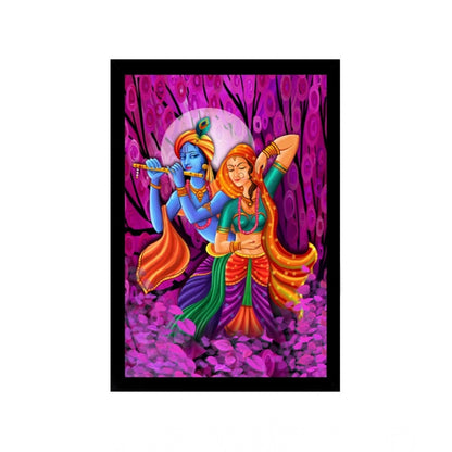 Generic Radha Krishna Painting with Synthetic Photo Frame (Multicolor)