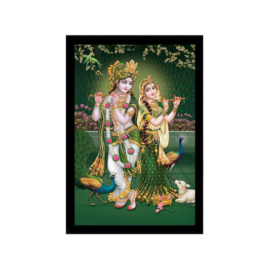 Generic Radha Krishna Painting with Synthetic Photo Frame (Multicolor)