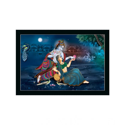 Generic Radha Krishna Painting with Synthetic Photo Frame (Multicolor)
