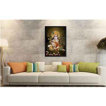 Generic Radha Krishna Painting with Synthetic Photo Frame (Multicolor)