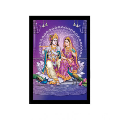 Generic Radha Krishna Painting with Synthetic Photo Frame (Multicolor)