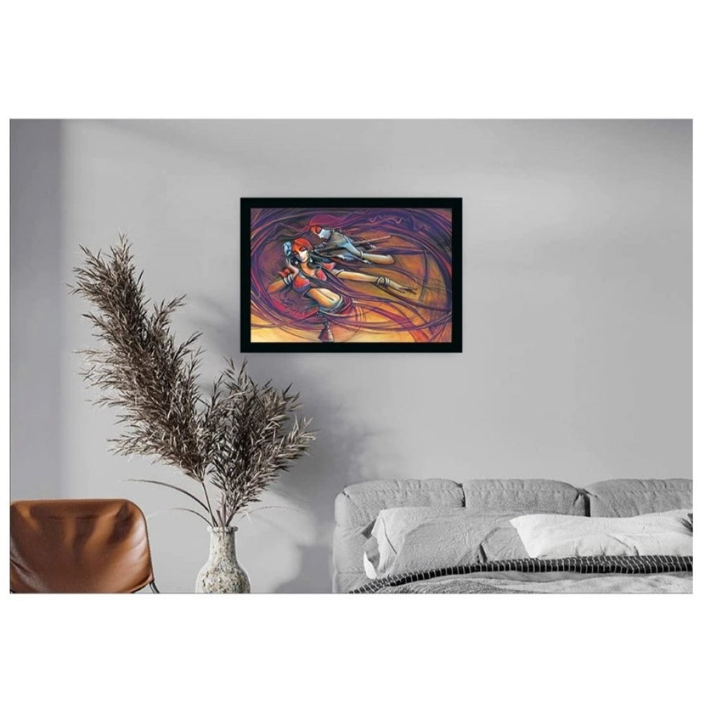 Generic Radha Krishna Painting with Synthetic Photo Frame (Multicolor)