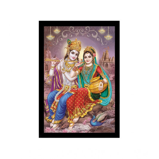 Generic Radha Krishna Painting with Synthetic Photo Frame (Multicolor)
