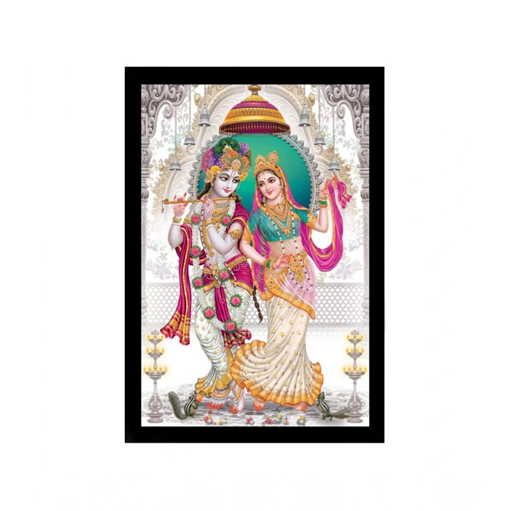 Generic Radha Krishna Painting with Synthetic Photo Frame (Multicolor)