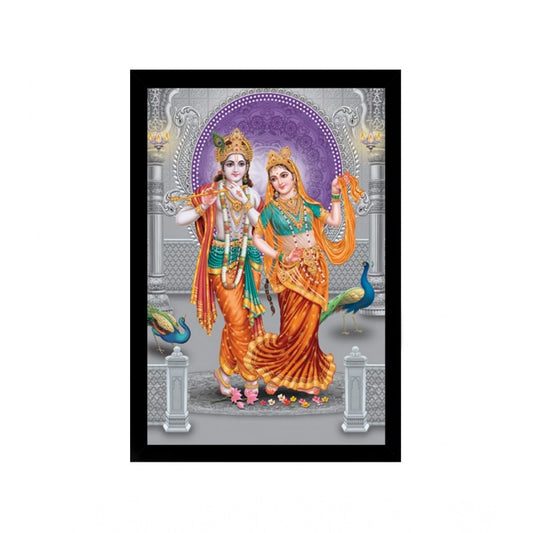Generic Radha Krishna Painting with Synthetic Photo Frame (Multicolor)