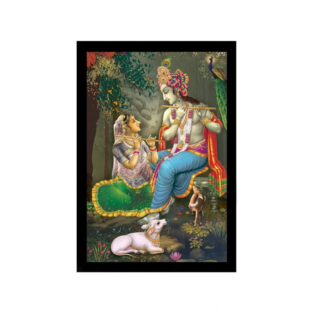 Generic Radha Krishna Painting with Synthetic Photo Frame (Multicolor)