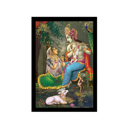 Generic Radha Krishna Painting with Synthetic Photo Frame (Multicolor)