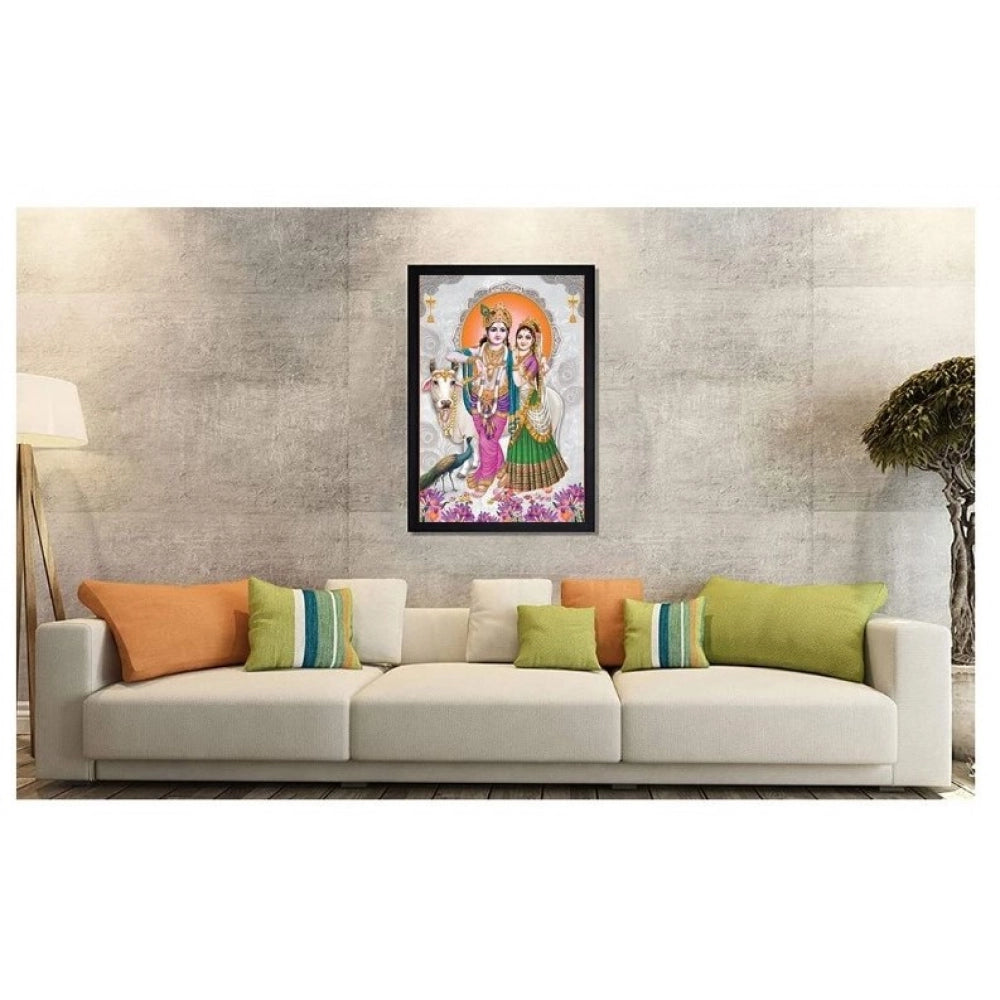 Generic Radha Krishna Painting with Synthetic Photo Frame (Multicolor)