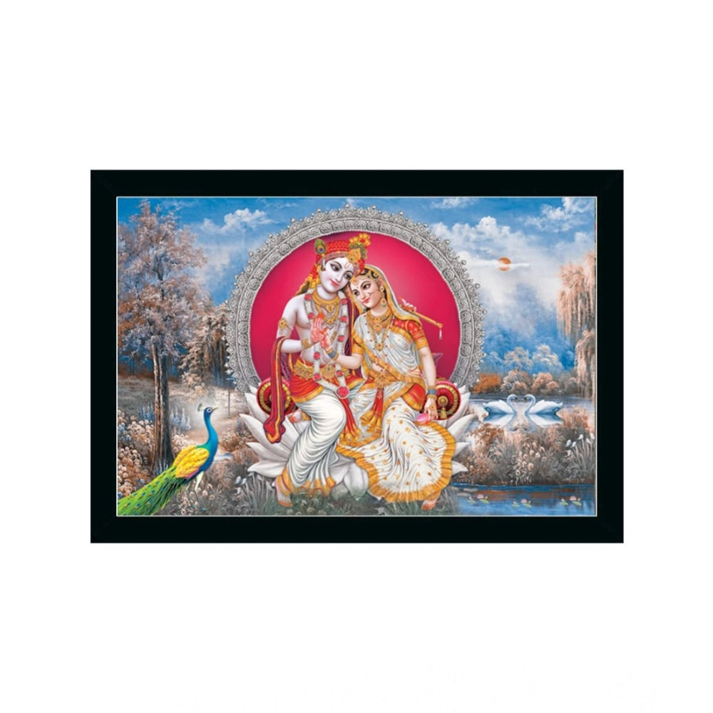 Generic Radha Krishna Painting with Synthetic Photo Frame (Multicolor)