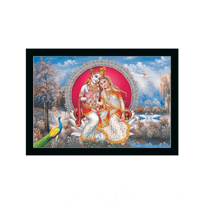 Generic Radha Krishna Painting with Synthetic Photo Frame (Multicolor)