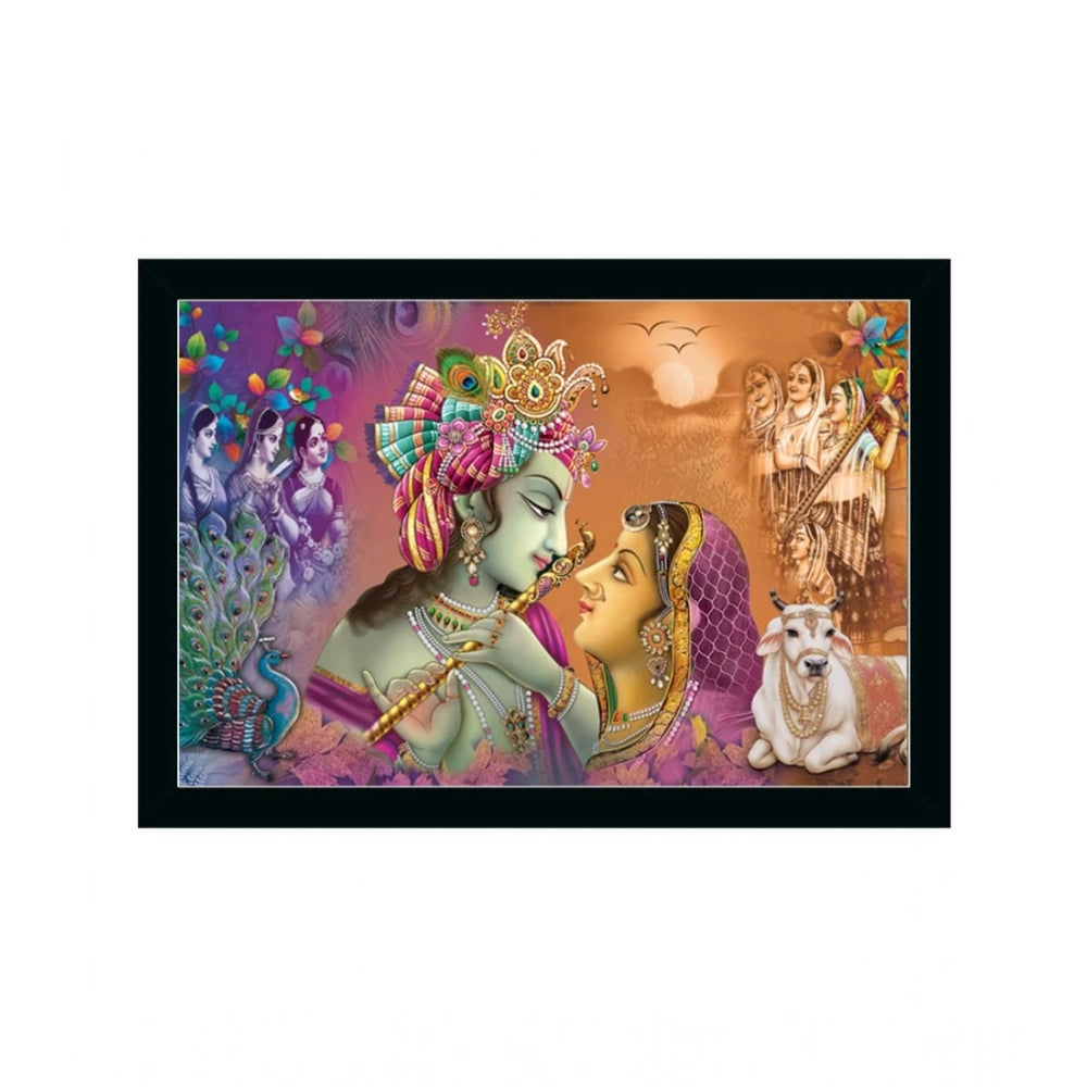 Generic Radha Krishna Painting with Synthetic Photo Frame (Multicolor)