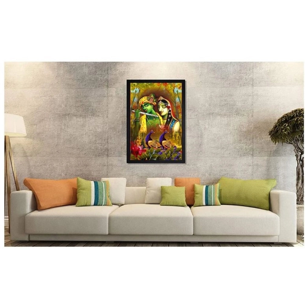 Generic Radha Krishna Painting with Synthetic Photo Frame (Multicolor)