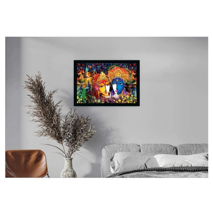 Generic Radha Krishna Painting with Synthetic Photo Frame (Multicolor)