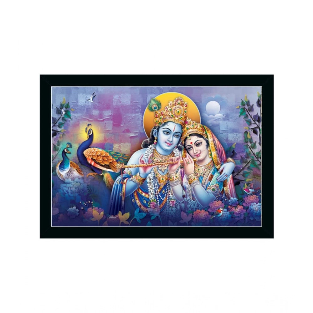 Generic Radha Krishna Painting with Synthetic Photo Frame (Multicolor)
