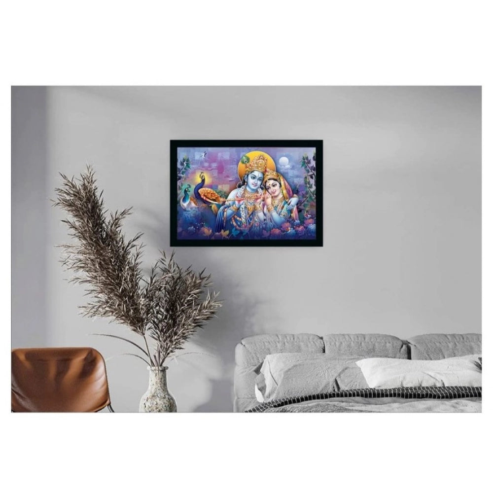 Generic Radha Krishna Painting with Synthetic Photo Frame (Multicolor)