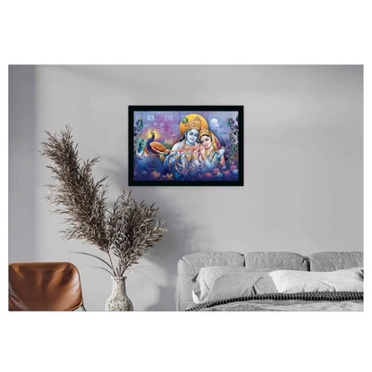 Generic Radha Krishna Painting with Synthetic Photo Frame (Multicolor)