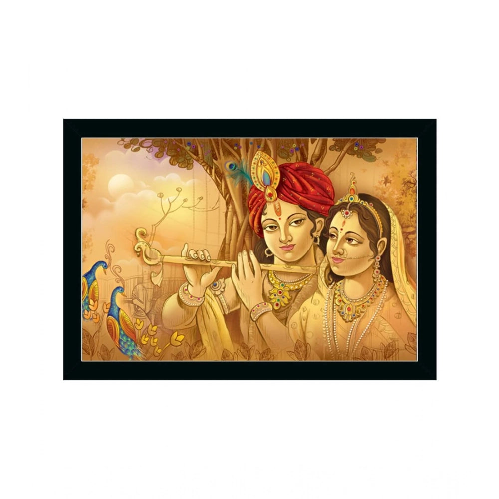 Generic Radha Krishna Painting with Synthetic Photo Frame (Multicolor)