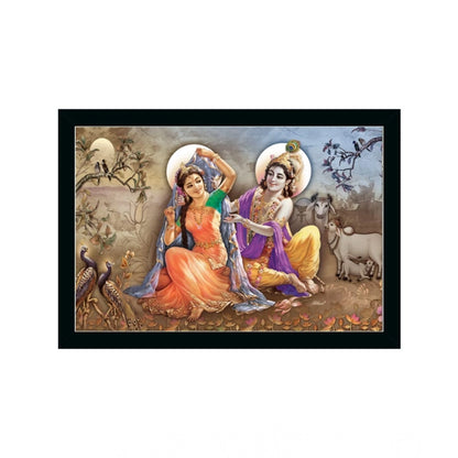 Generic Radha Krishna Painting with Synthetic Photo Frame (Multicolor)