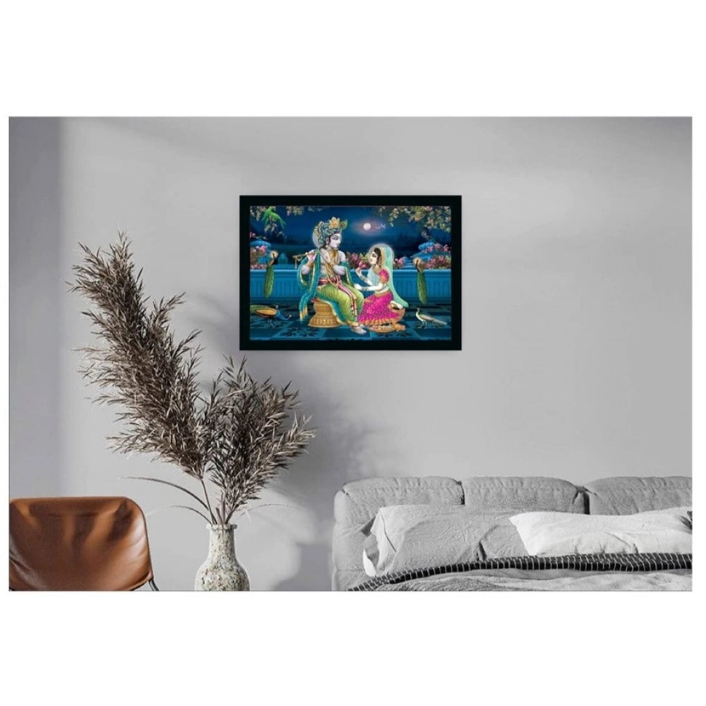 Generic Radha Krishna Painting with Synthetic Photo Frame (Multicolor)