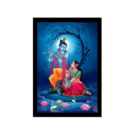 Generic Radha Krishna Painting with Synthetic Photo Frame (Multicolor)