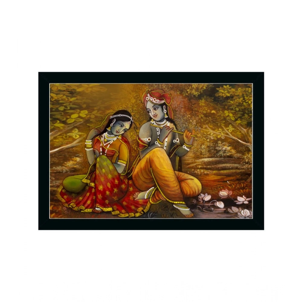 Generic Radha Krishna Painting with Synthetic Photo Frame (Multicolor)