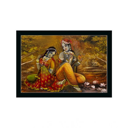 Generic Radha Krishna Painting with Synthetic Photo Frame (Multicolor)