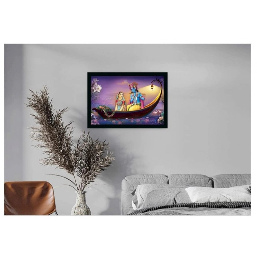 Generic Radha Krishna Painting with Synthetic Photo Frame (Multicolor)