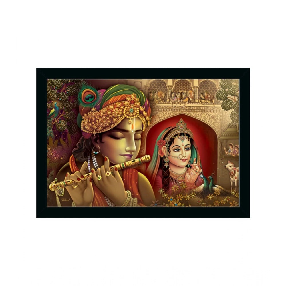 Generic Radha Krishna Painting with Synthetic Photo Frame (Multicolor)
