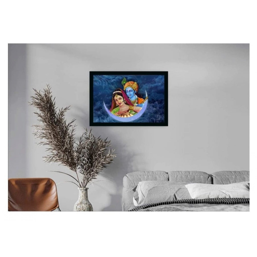 Generic Radha Krishna Painting with Synthetic Photo Frame (Multicolor)