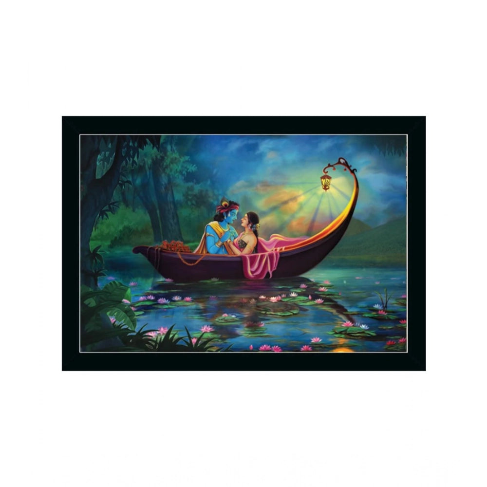 Generic Radha Krishna Painting with Synthetic Photo Frame (Multicolor)