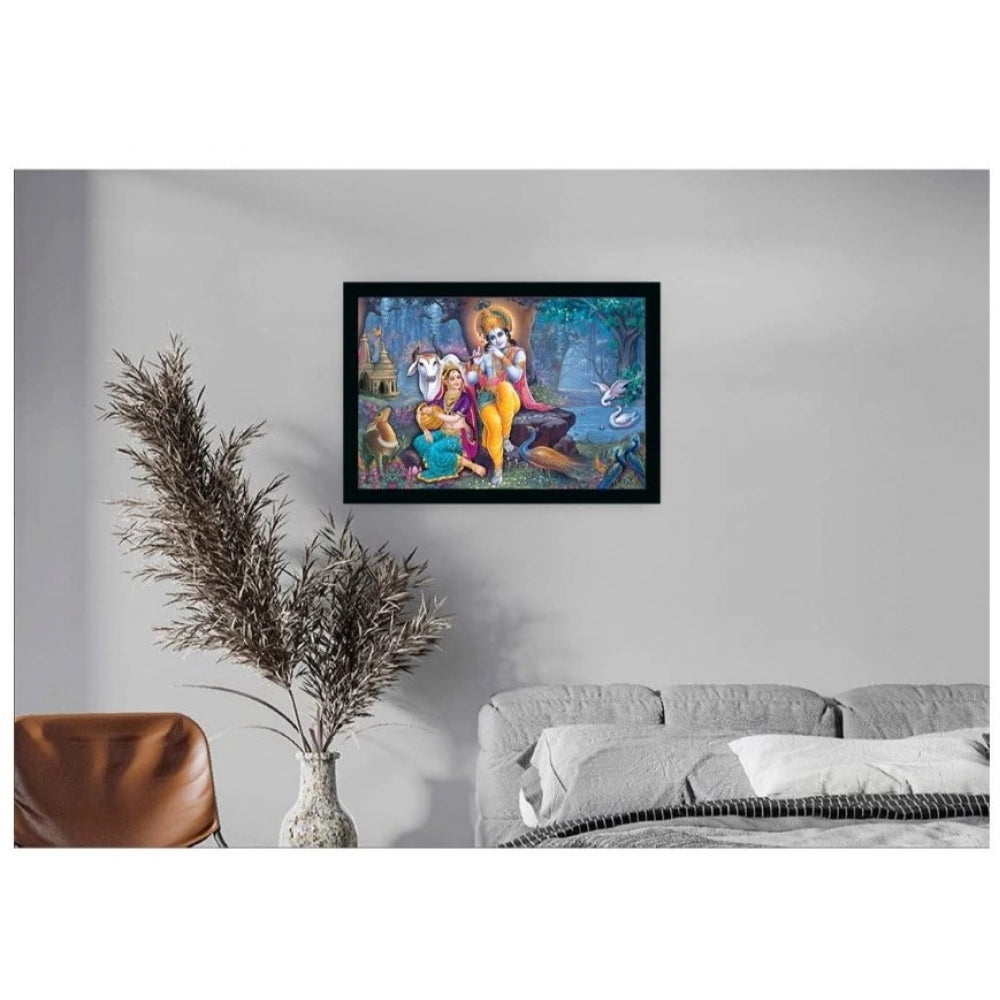 Generic Radha Krishna Painting with Synthetic Photo Frame (Multicolor)