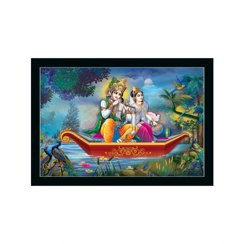 Generic Radha Krishna Painting with Synthetic Photo Frame (Multicolor)