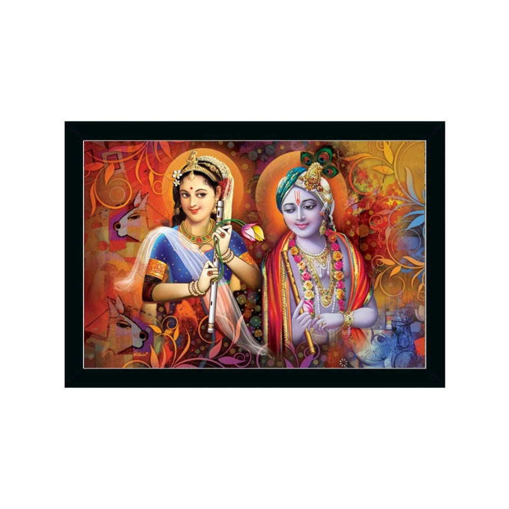 Generic Radha Krishna Painting with Synthetic Photo Frame (Multicolor)